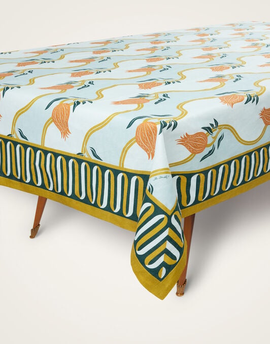 Large Tablecloth La DoubleJ: Melograno Placée Light Blue TBC0018LIN008
