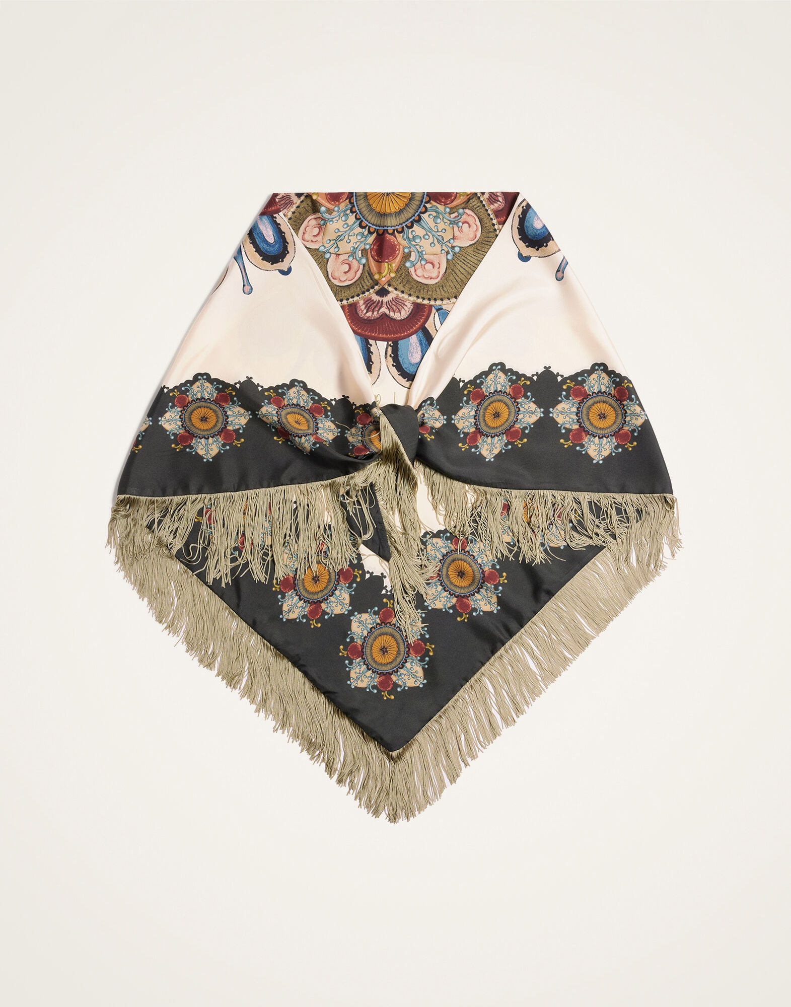 Fringe Triangle Scarf La DoubleJ: Nucleus Placée Off White Fringe Triangle Scarf La DoubleJ: Nucleus Placée Off White SCA0076SIL006