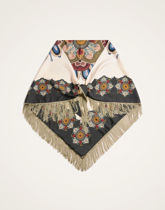 Fringe Triangle Scarf La DoubleJ: Nucleus Placée Off White Fringe Triangle Scarf La DoubleJ: Nucleus Placée Off White SCA0076SIL006