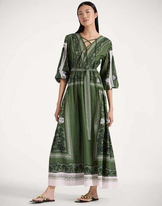 Viviana Dress La DoubleJ: Mirage Placée Green Viviana Dress La DoubleJ: Mirage Placée Green DRE0716COT056