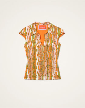 Sleeveless Stretch Polo La DoubleJ: Smarties Orange TOP0208JER082