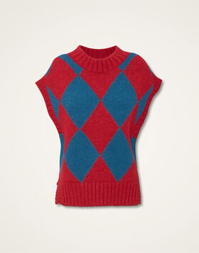 Argyle Gilet La DoubleJ: Red & Blue TOP0077KNI064