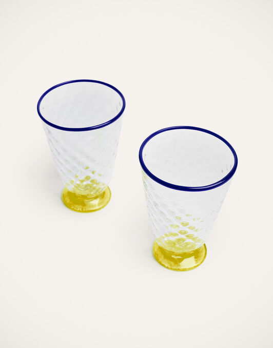 Quilted Glasses Set Of 2 La DoubleJ: Yellow Quilted Glasses Set Of 2 La DoubleJ: Yellow GLA0025MUR001