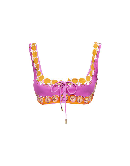 Sunset Bikini Top La DoubleJ: Napoli Plates Placed Hot Pink SWI0046LYC006