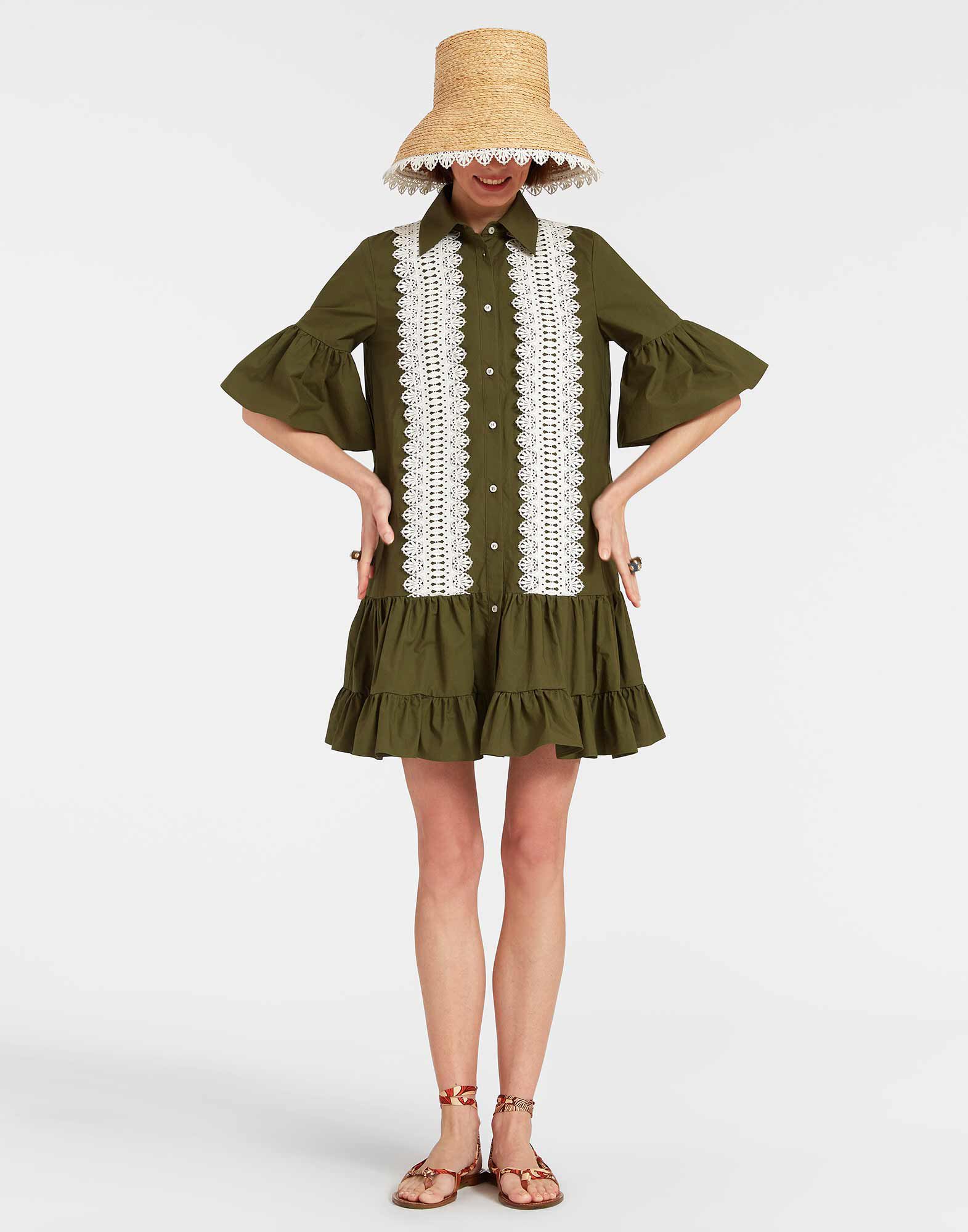 Choux Dress La DoubleJ: Solid Camouflage DRE0754COT043