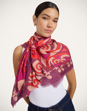 Foulard 140 La DoubleJ: Alchemy Placée Dark Red SCA0060MOS001