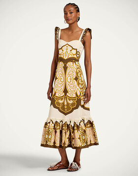 Gingerbread Dress La DoubleJ: Cocoon Placée Brown DRE0672COT037