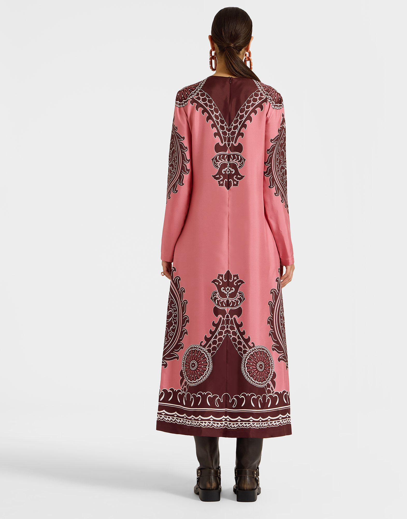 Long Sleeve Swing Dress La DoubleJ: Oltrarno Placée Pink DRE0231SIL006
