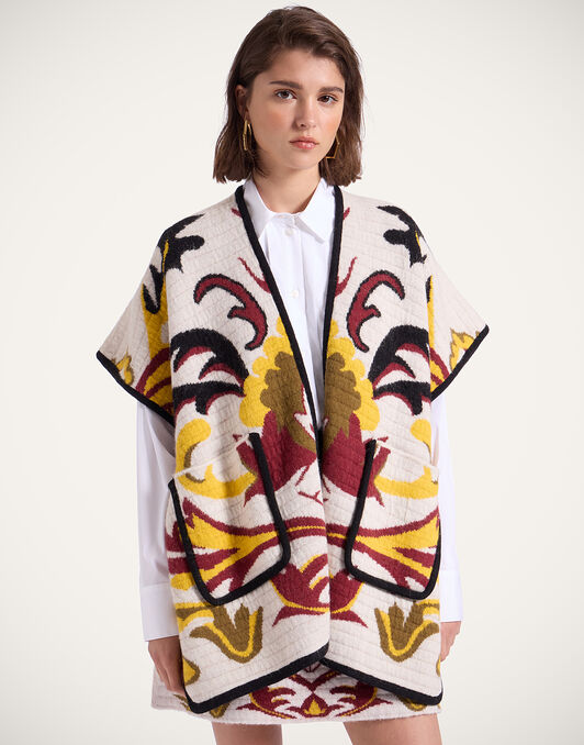 In My Power Knit Scarf Cape La DoubleJ: Multicolor Ivory & Red In My Power Knit Scarf Cape La DoubleJ: Multicolor Ivory & Red SCA0083KNI177