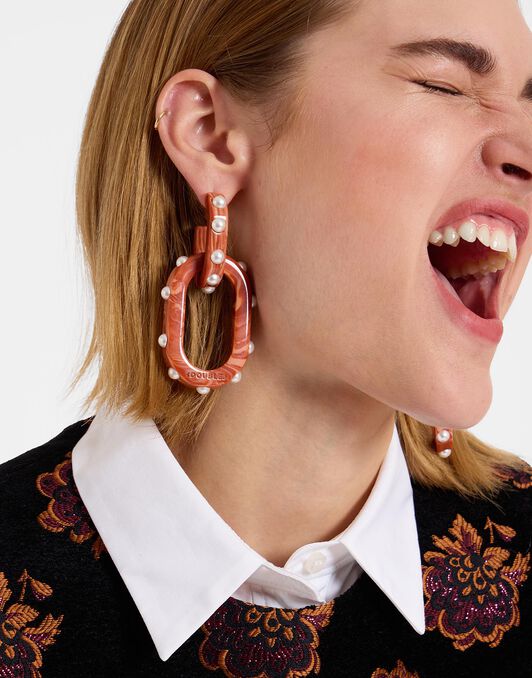 Nefertiti Double Earrings La DoubleJ: Solid Pink Nefertiti Double Earrings La DoubleJ: Solid Pink EAR0041POL007