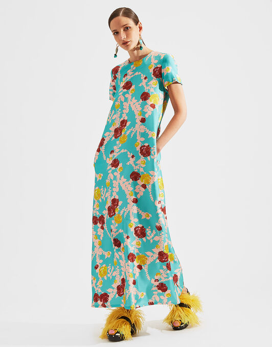 Swing Dress La DoubleJ: Winter Rose Turchese Swing Dress LaDoubleJ: Winter Rose Turchese DRE0001SIL001