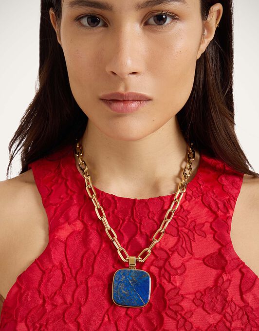 Soul Pendant Necklace La DoubleJ: 24k Gold Plate & Lapis Lazuli Soul Pendant Necklace La DoubleJ: 24k Gold Plate & Lapis Lazuli NEC0017BRA003