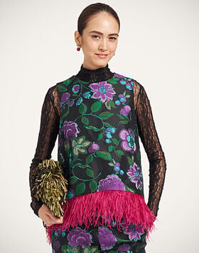 La Scala Top La DoubleJ: Botanical Black TOP0013JCQ144