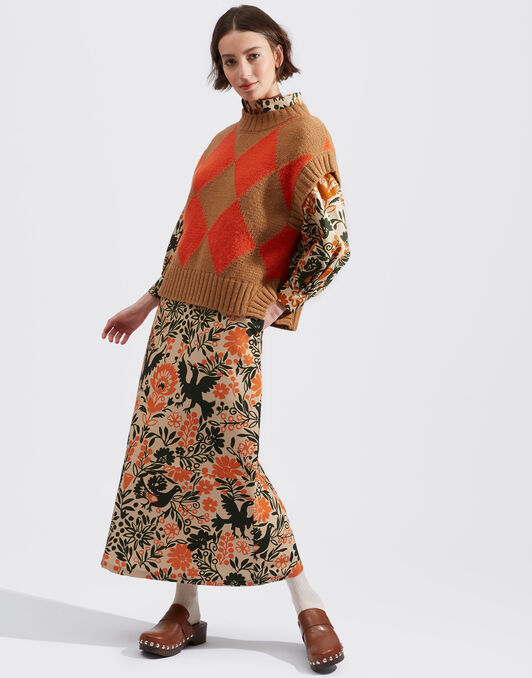 Argyle Gilet La DoubleJ: Camel / Orange Argyle Gilet La DoubleJ: Camel / Orange TOP0077KNI064