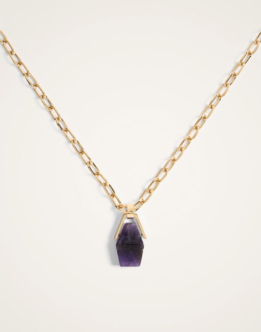 Portal Necklace La DoubleJ: 24k Gold Plate & Amethyst Portal Necklace La DoubleJ: 24k Gold Plate & Amethyst NEC0021BRA003
