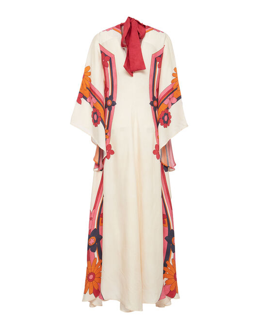 Magnifico Dress La DoubleJ: Beat Flower Placée White Orange DRE0232VIS004