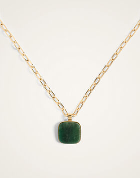 Soul Pendant Necklace La DoubleJ: 24K Gold Plate & Green Jade NEC0017BRA003