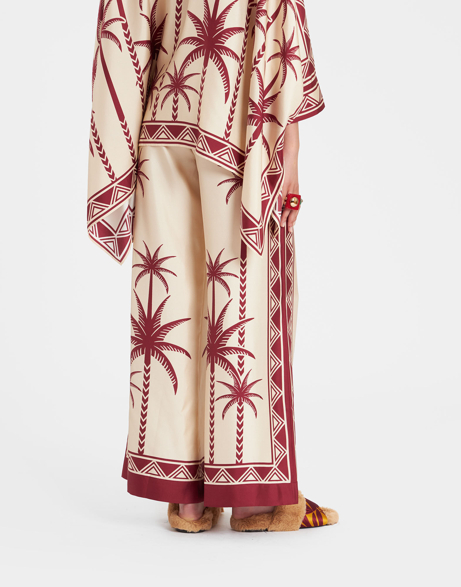 Palazzo Pants La DoubleJ: Date Palms Placée Ivory TRO0026SIL006
