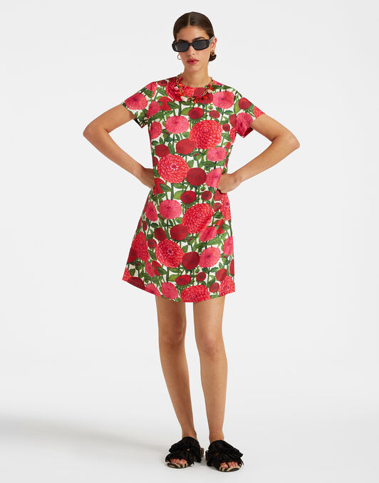 Mini Swing Dress La DoubleJ: Pink Dahlias Mini Swing Dress La DoubleJ: Pink Dahlias DRE0963SIL006