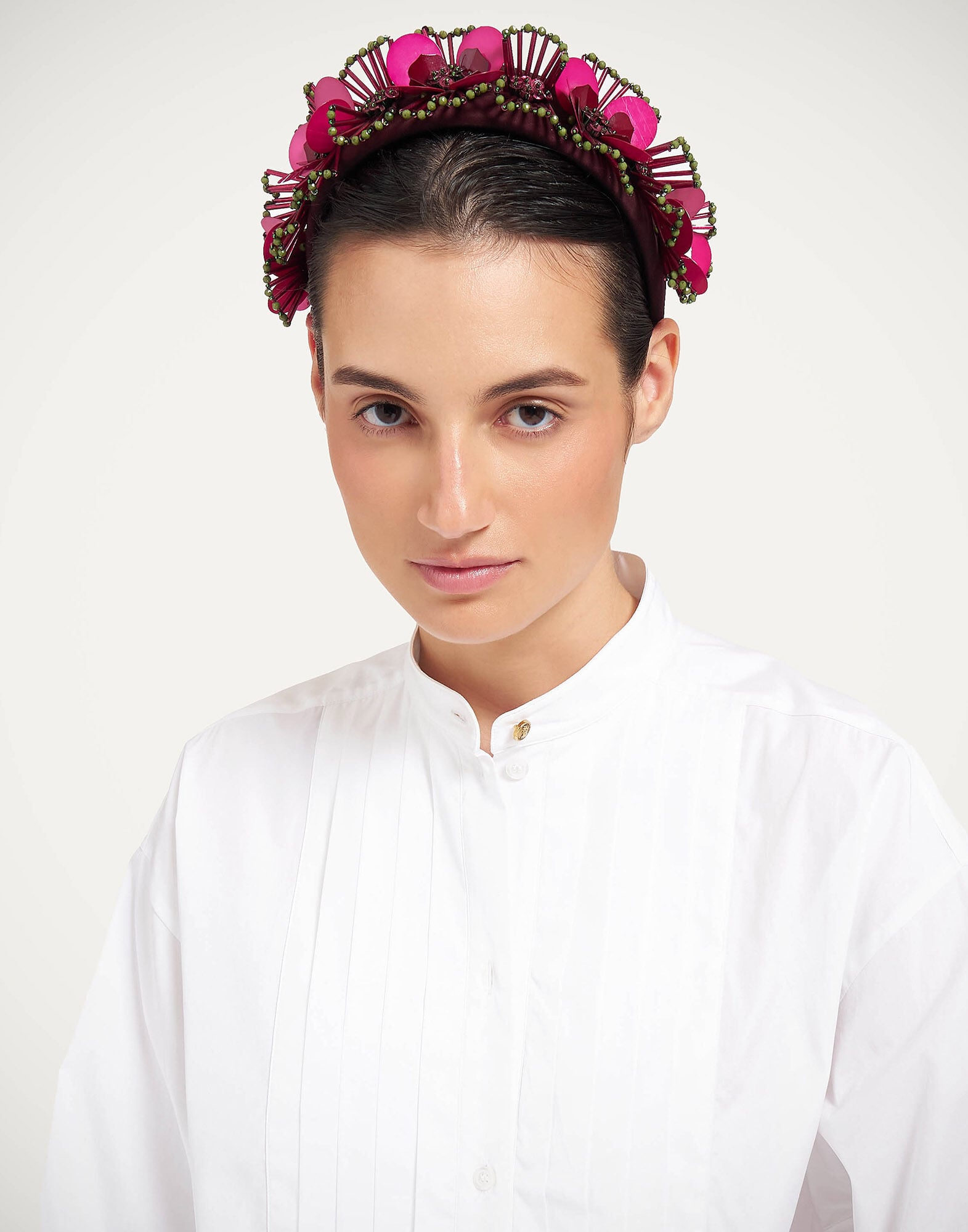 Flat Headband La DoubleJ: Burgundy HEB0028EMB222