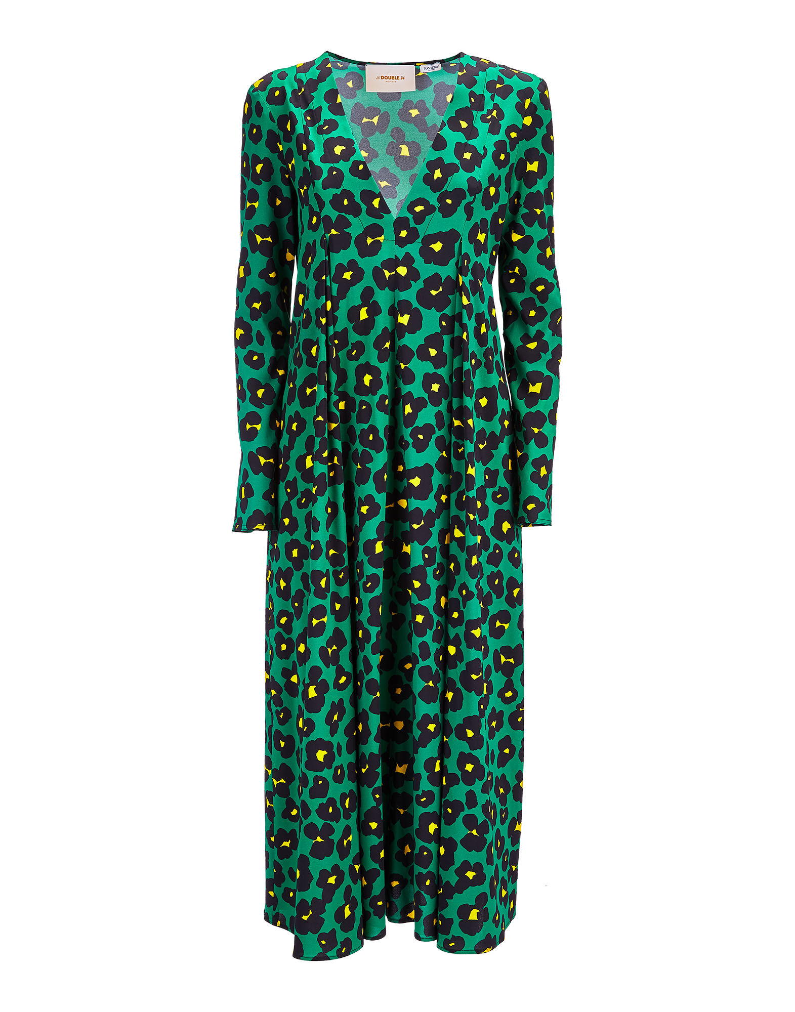 V Trapezio Dress La DoubleJ: Flower Leopard Verde V Trapezio Dress LaDoubleJ: Flower Leopard Verde DRE0127VIS001