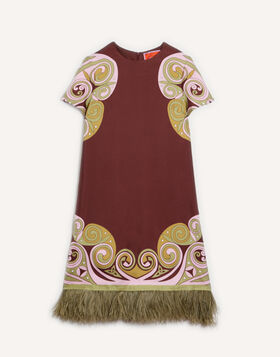Mini Swing Dress La DoubleJ: Kells Swirl Placée Burgundy DRE0963SIL026