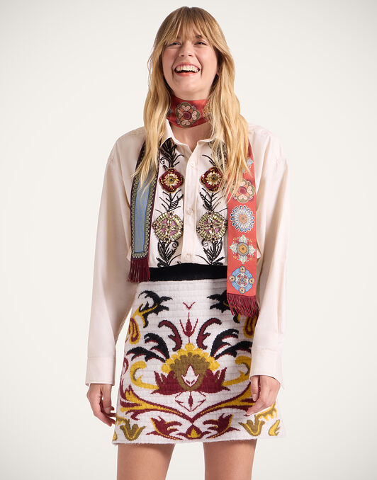 In My Power Mini Skirt La DoubleJ: Multicolor Ivory & Red SKI0169KNI177