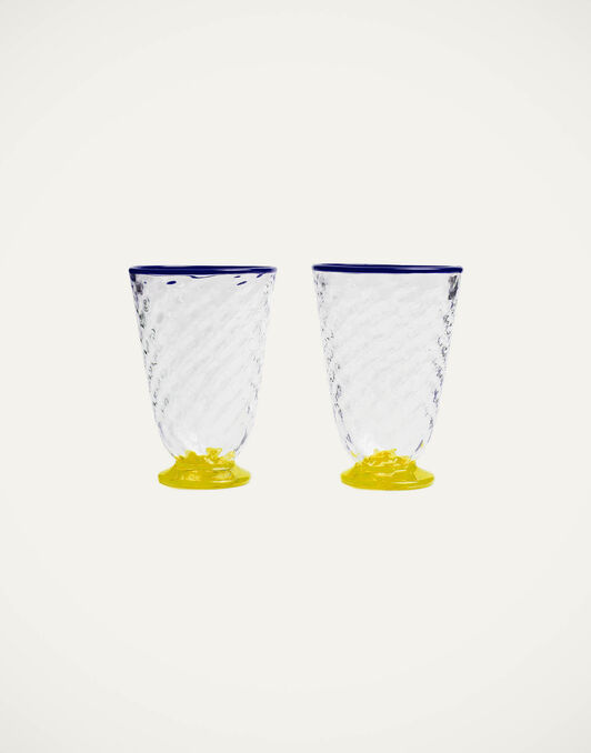 Quilted Glasses Set Of 2 La DoubleJ: Yellow Quilted Glasses Set Of 2 La DoubleJ: Yellow GLA0025MUR001