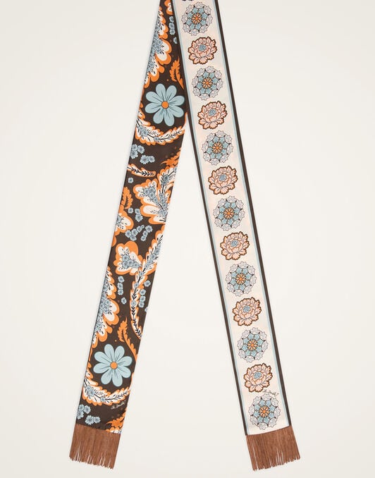 Skinny Scarf La DoubleJ: Chamberlain Placée Chocolate SCA0075SIL006