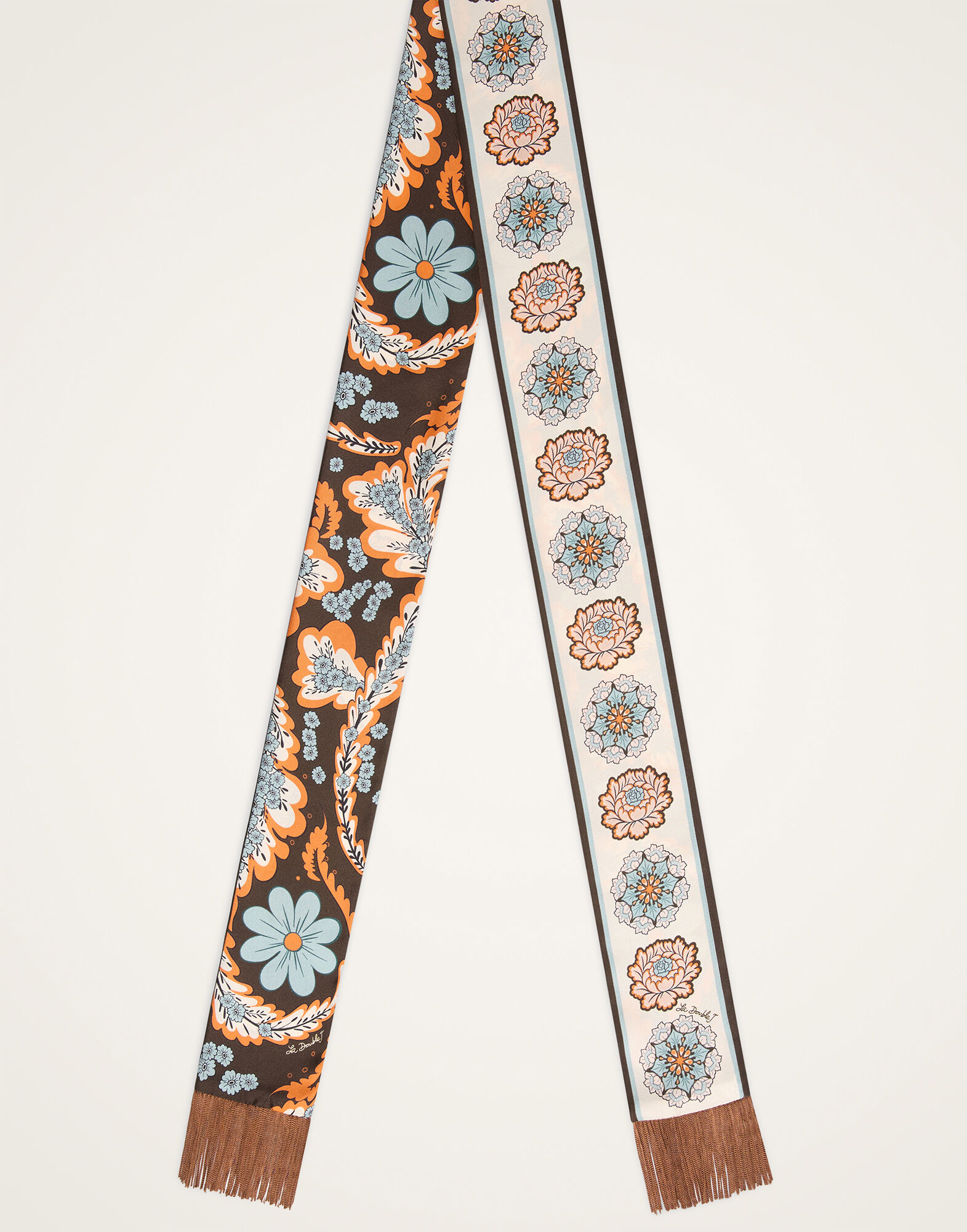 Skinny Scarf La DoubleJ: Chamberlain Placée Chocolate SCA0075SIL006