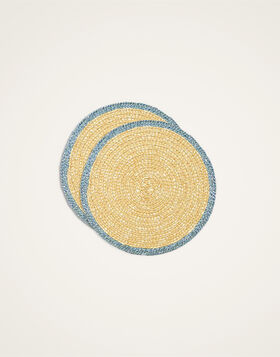Straw Coasters Set Of 2 La DoubleJ: Solid Light Blue CST0006STR001