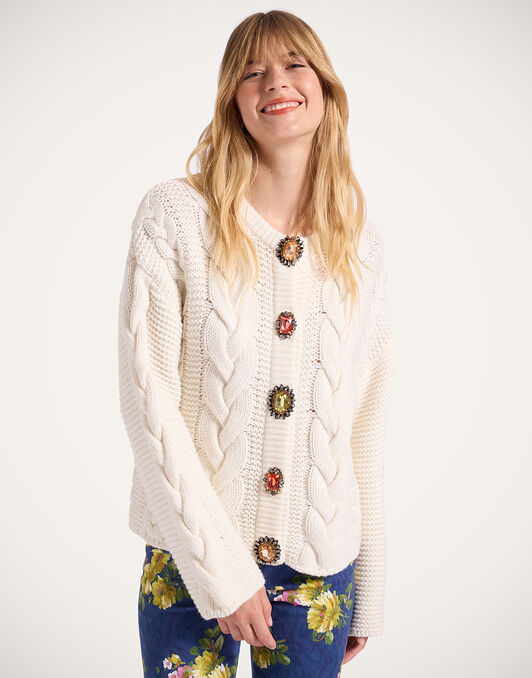 Portrait Cardigan La DoubleJ: Solid Ivory PUL0211KNI120