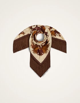 Reversible Fringe Foulard 90 La DoubleJ: Coven Placée Buttercream SCA0073SIL006