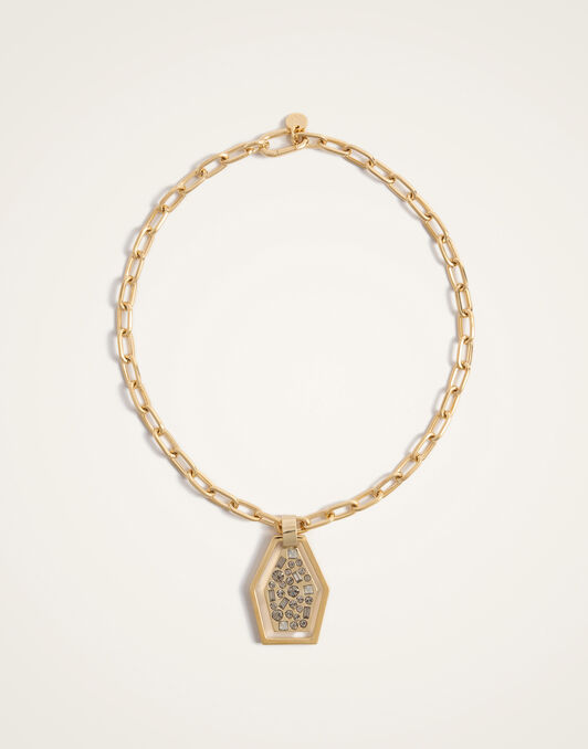 Sparkly Swinging Portal Necklace La DoubleJ: 24K Gold Plate & Swarovski Crystals NEC0042BRA007