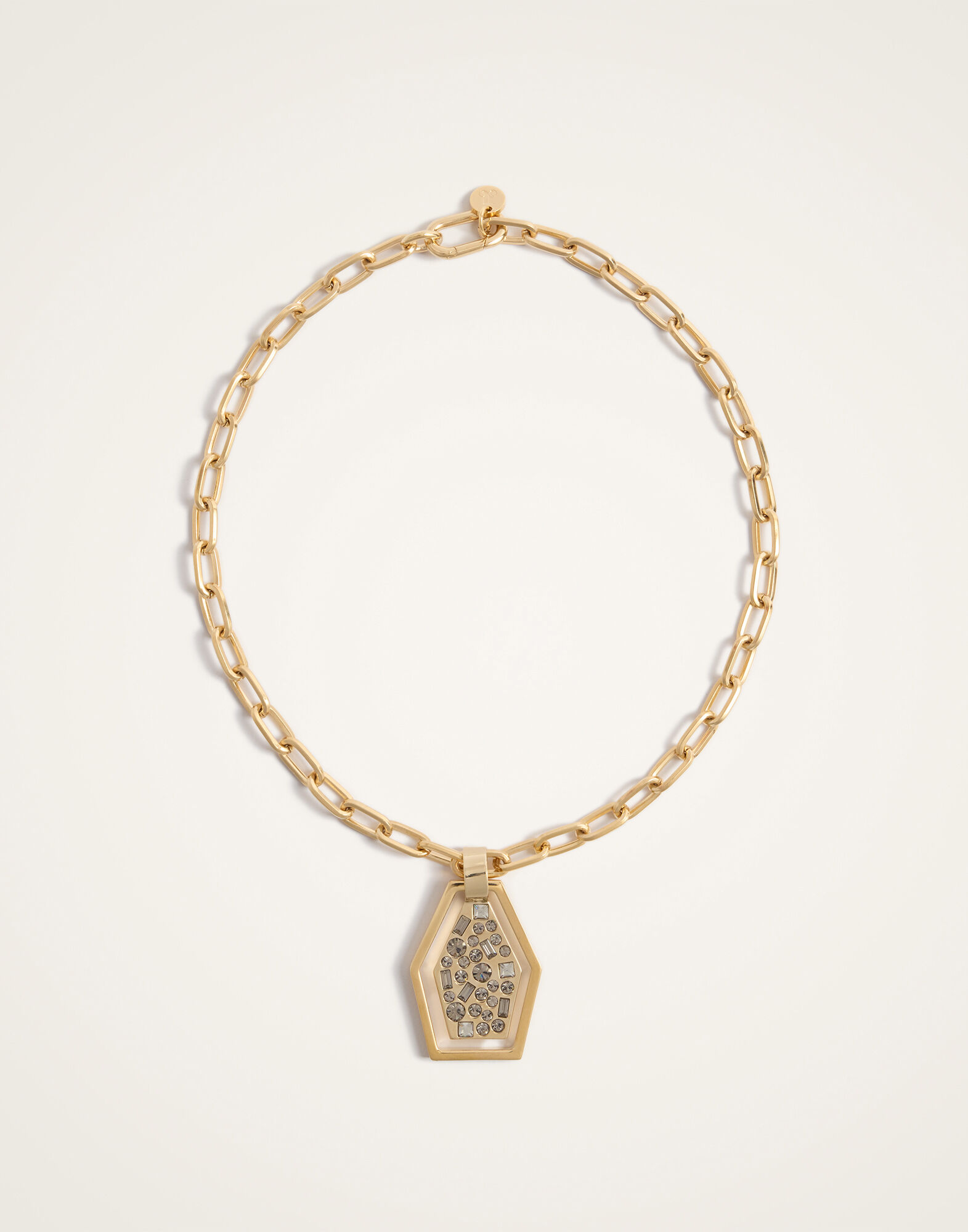 Sparkly Swinging Portal Necklace La DoubleJ: 24K Gold Plate & Swarovski Crystals NEC0042BRA007