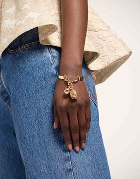 Lady Scarab Bangle La DoubleJ: 24K Gold Plate & Rhinestone BAC0015MET002
