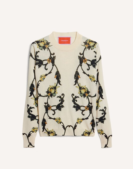Silky Crew Neck La DoubleJ: Buttercup Placée White Silky Crew Neck La DoubleJ: Buttercup Placée White PUL0305KNI172