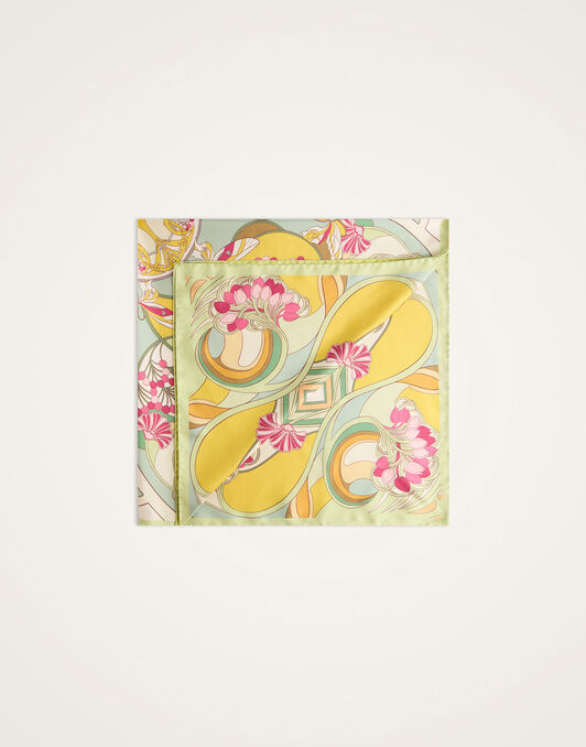 Reversible Foulard 90 La DoubleJ: Florette Placée Fuchsia Reversible Foulard 90 La DoubleJ: Florette Placée Fuchsia SCA0099SIL006