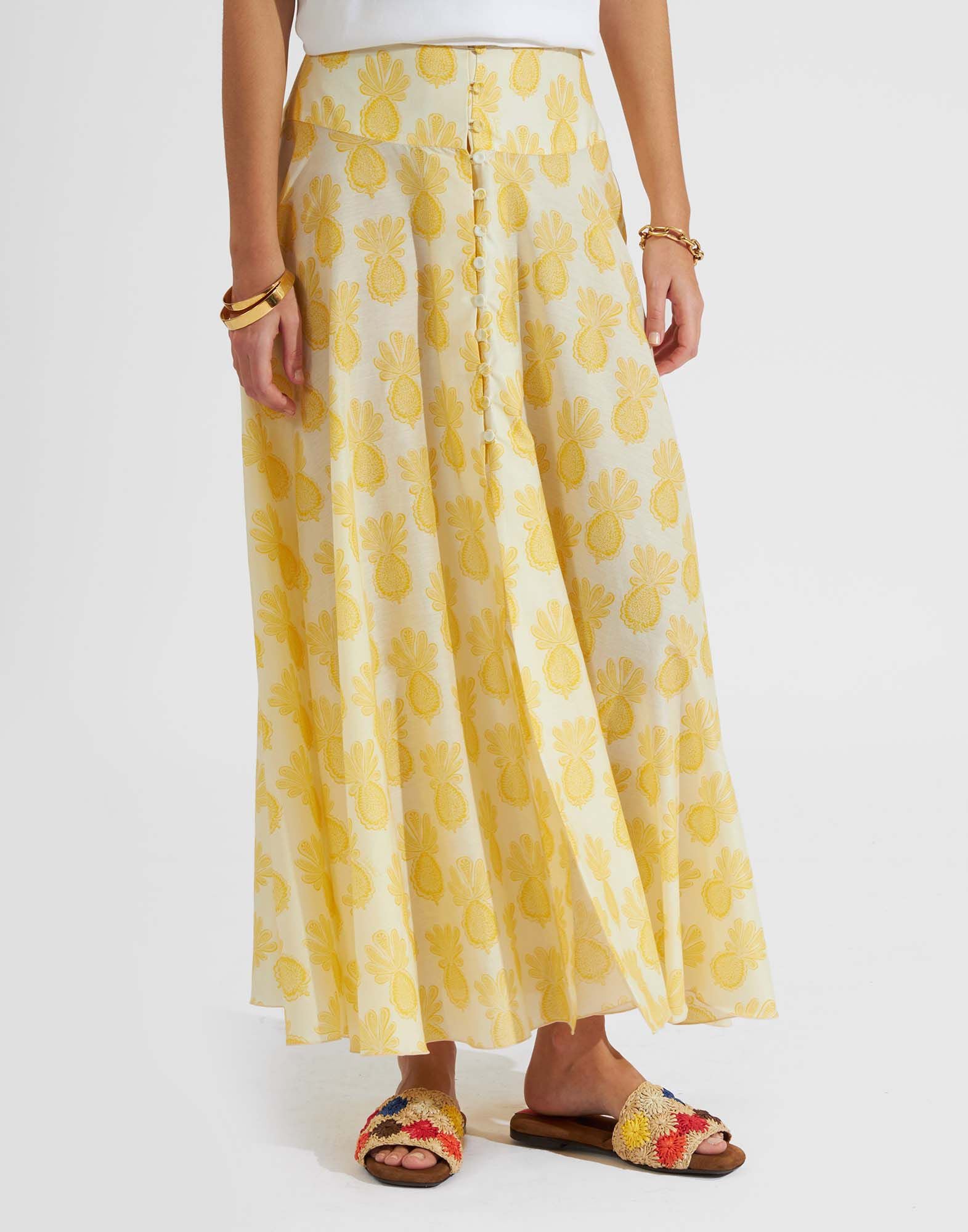 Ariel Skirt La DoubleJ: Pineapple Sunflower White Ariel Skirt La DoubleJ: Pineapple Sunflower White SKI0090SIL010