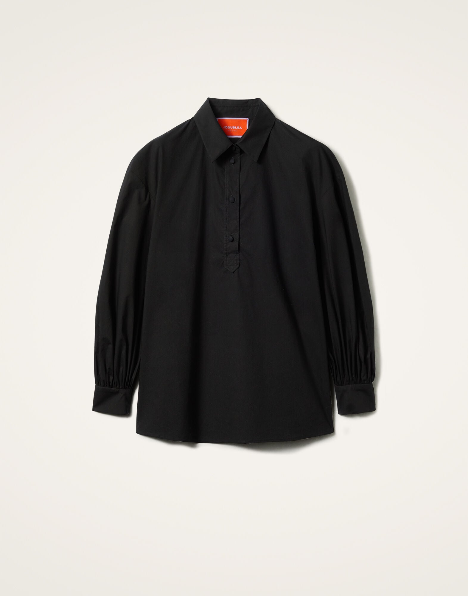 Poet Shirt La DoubleJ: Solid Black Poet Shirt La DoubleJ: Solid Black SHI0055COT059