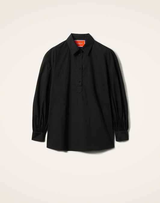 Poet Shirt La DoubleJ: Solid Black Poet Shirt La DoubleJ: Solid Black SHI0055COT059