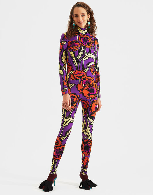 Leggings LaDoubleJ: Big Blooms Viola TRO0013JER005