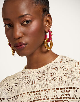 Double Hoop Earrings La DoubleJ: Solid Military Green EAR0048POL004