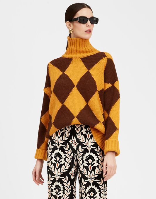 Argyle Sweater La DoubleJ: Yellow / Brown PUL0091KNI064