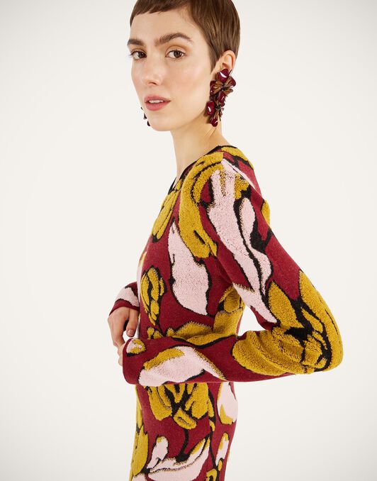 Knit Swing Dress La DoubleJ: Multicolor Burgundy Knit Swing Dress La DoubleJ: Multicolor Burgundy DRE1007KNI189