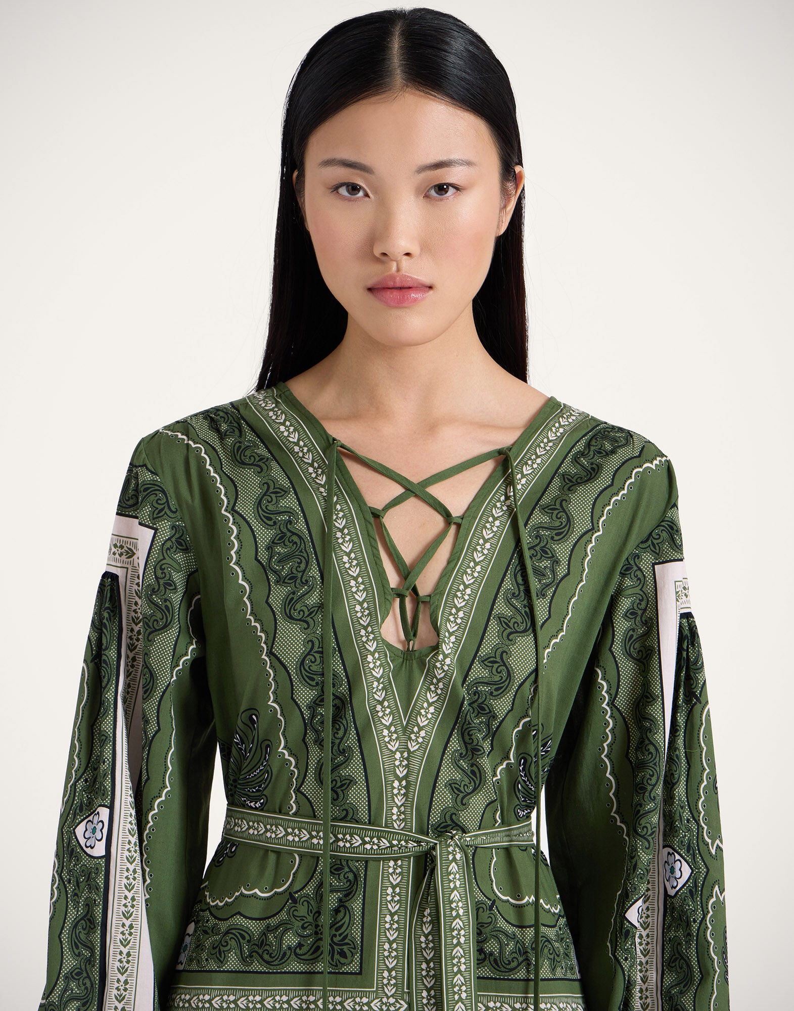 Viviana Dress La DoubleJ: Mirage Placée Green Viviana Dress La DoubleJ: Mirage Placée Green DRE0716COT056