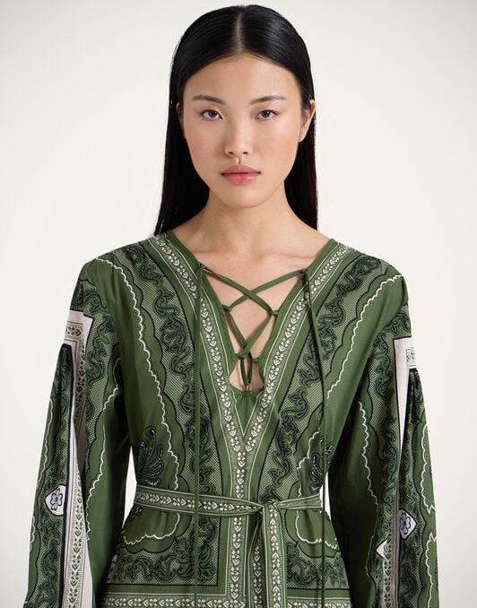 Viviana Dress La DoubleJ: Mirage Placée Green Viviana Dress La DoubleJ: Mirage Placée Green DRE0716COT056