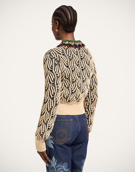 Picture Cardigan La DoubleJ: Bicolor Black & Beige Picture Cardigan La DoubleJ: Bicolor Black & Beige PUL0370KNI198