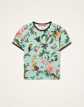 The Cu-Tee Crop La DoubleJ: Zooflora Light Blue TSH0068JER076