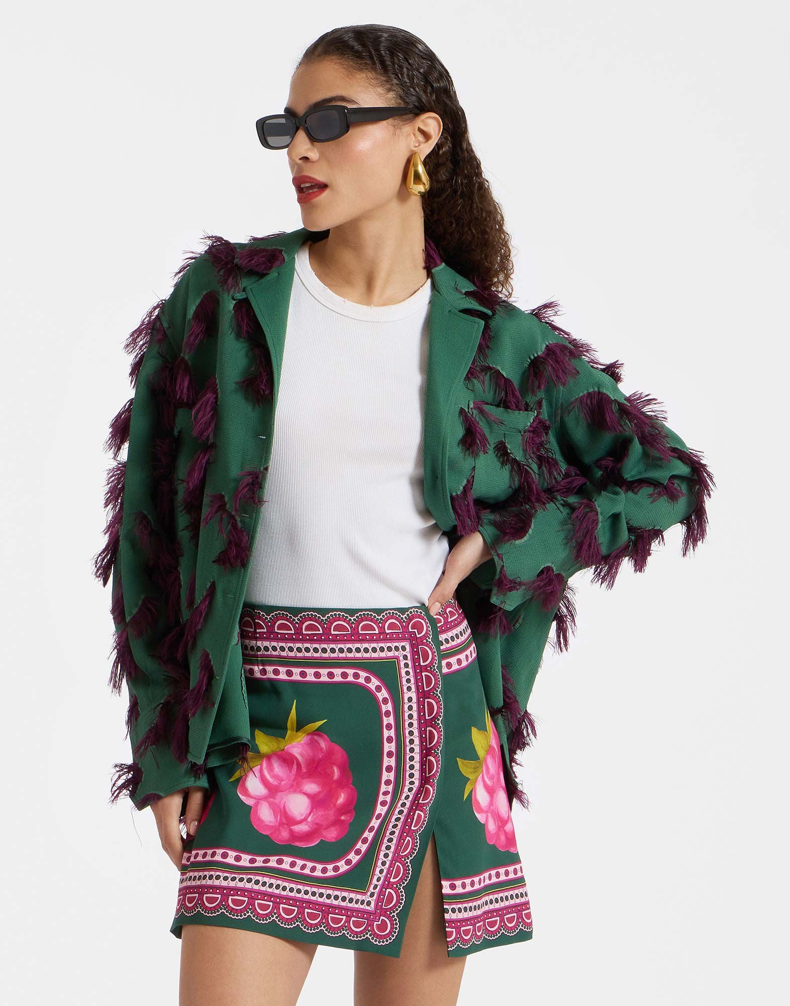 Foulard Mini Skirt La DoubleJ: Lampone Placée Emerald SKI0185SAB001